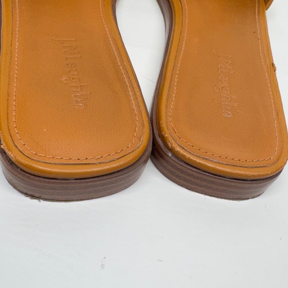 J.McLaughlin Alan Orange Leather Raffia Tortoise Buckle Slide Sandals Womens 9M main image 4